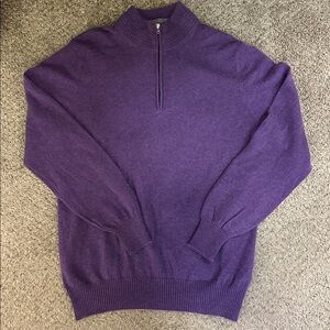 Brunello Cucinelli 100% Cashmere Quarter Zip Sweater Purple Men’s Medium Italy